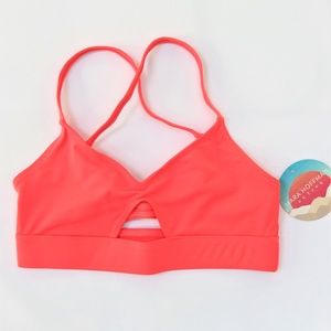 Mara Hoffman Neon Coral Cross Back Sports Bra XS